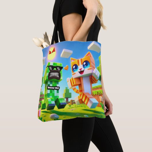 Epic Minecraft-geïnspireerde peuter Canvas tas Cat (Dichtbij)