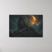 Epic Moonlit Lion – Celestial Mountain Guardian – Canvas Afdruk (Voorkant)