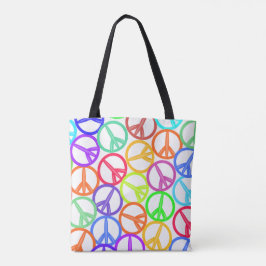 Epic Multicolor Groovy Peace Sigtern-ontwerp Tote Bag