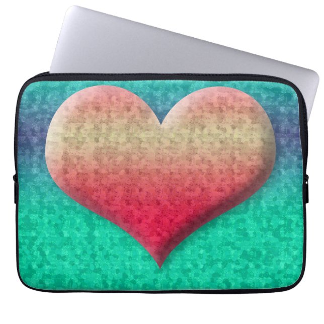 Epic Neon New Wave Retro Heart Laptop Sleeve (Voorkant)