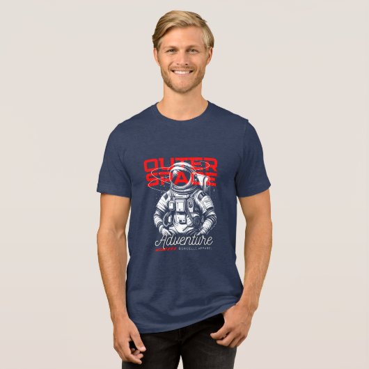 Epic Outer Space Adventure Astronaut Sci-Fi Unisex Tri-Blend Shirt (Voorkant volledig)