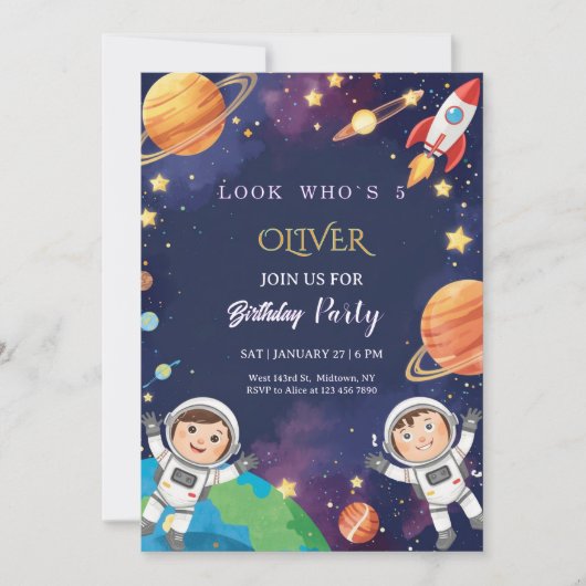 Epic Outer Space Kids Birthday  Kaart (Voorkant)