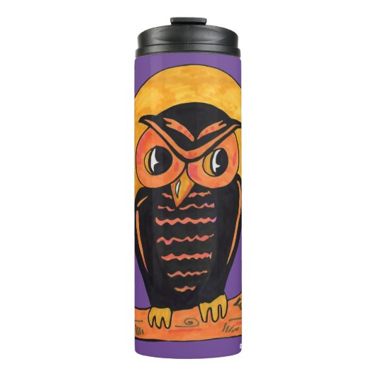 Epic  Owl Halloween Cartoon Character Art Thermosbeker (Voorkant)