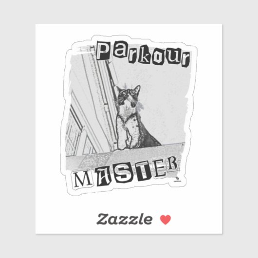 Epic Parkour Master Funny Punk Kitty Design Sticker (Vel)