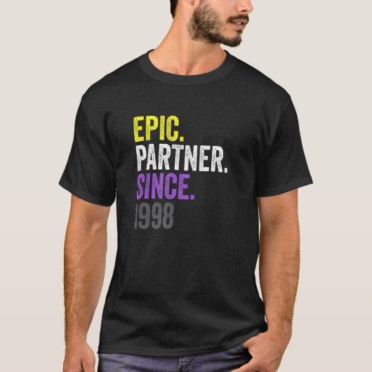Epic Partner Since 1998 Anniversary Non Binary Pri T-shirt (Voorkant)