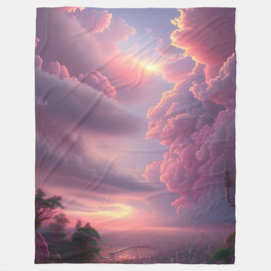Epic Pink Summer Sky Fleece Deken (Voorkant)