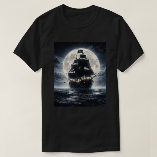 Epic Pirate Ship Moon T-Shirt – Dark Ocean Pirate  (Design voorkant)
