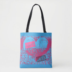 Epic Retro Colors Love Heart Design Tote Bag