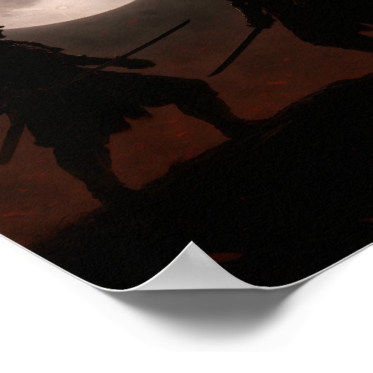 Epic Samurai Duel Under Full Moon Poster (Hoek)