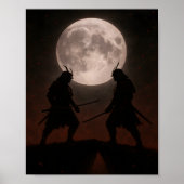 Epic Samurai Duel Under Full Moon Poster (Voorkant)