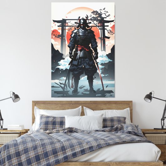 Epic Samurai in de hemel en wolken Canvas Afdruk (Insitu (Slaapkamer))