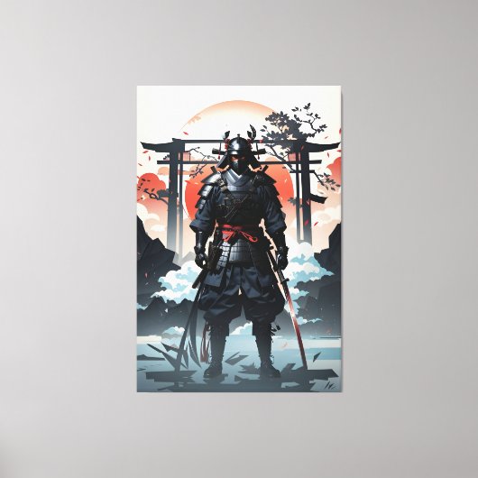 Epic Samurai in de hemel en wolken Canvas Afdruk (Voorkant)