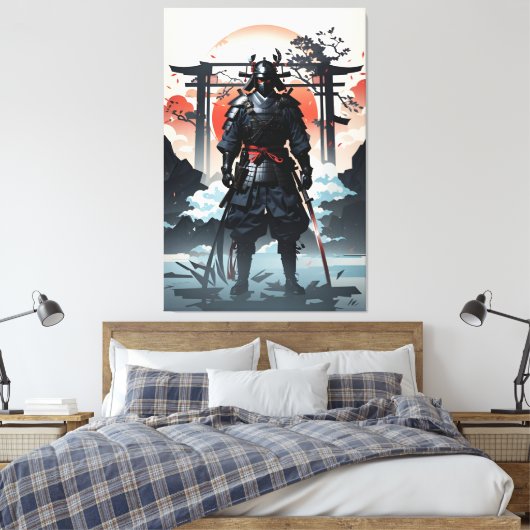 Epic Samurai in de hemel en wolken Canvas Afdruk (Insitu (Slaapkamer))