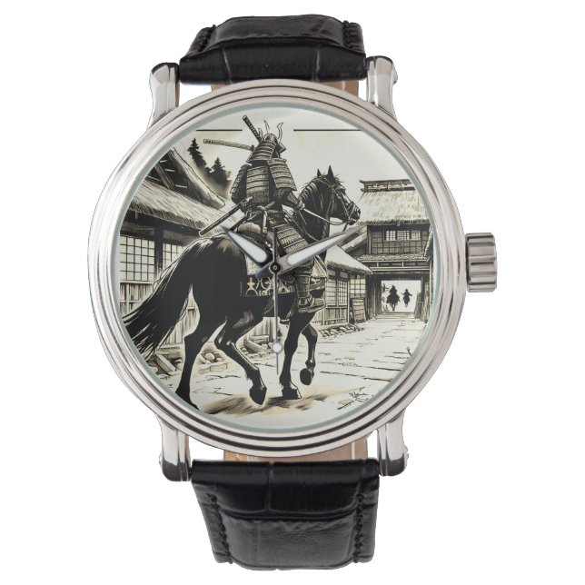 Epic Samurai Rider Manga Art Print Horloge (Voorkant)