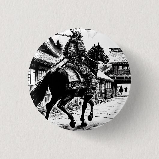 Epic Samurai Rider Manga Art Print Ronde Button 3,2 Cm (Voorkant)