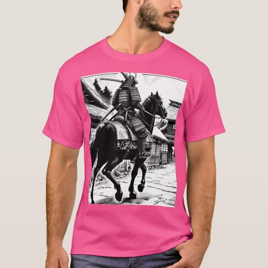 Epic Samurai Rider Manga Art Print T-shirt (Voorkant)