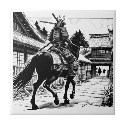 Epic Samurai Rider Manga Art Print Tegeltje (Voorkant)