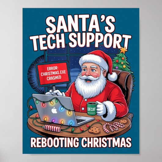 Epic Santa Rebooting Support s Tech Poster (Voorkant)