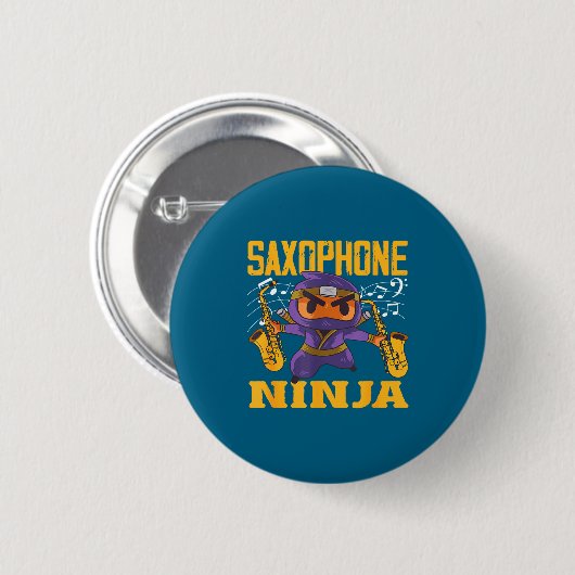 Epic Saxophonist Ninja Saxophone Ronde Button 5,7 Cm (Voorkant /achterkant)
