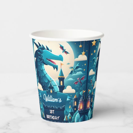 Epic Schattigee Kinder Hero Boys Meisjes Dragon 1e Papieren Bekers (Achterkant)