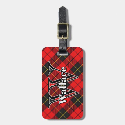 Epic Scotland Clan Wallace Rood en Zwart Tartan Bagagelabel (Voorkant verticaal)