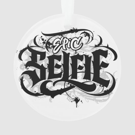 'Epic Selfie' Lettering Tattoo Kerst Ornament (achterkant)