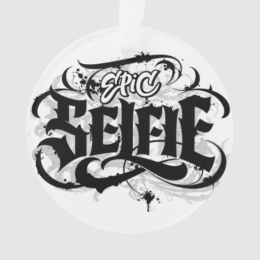 'Epic Selfie' Lettering Tattoo Kerst Ornament (voorkant)