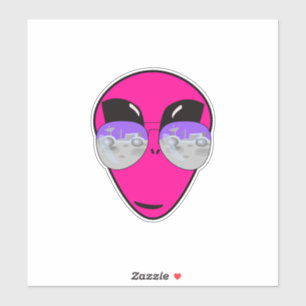 Epic Shades Alien Head Moon Tourist UFO Sticker