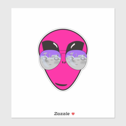 Epic Shades Alien Head Moon Tourist UFO Sticker (Vel)