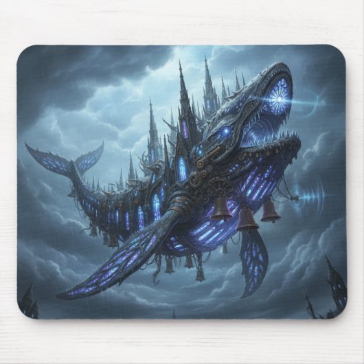 Epic Sky Leviathan Mousepad Een Steampunk Kunstwer Muismat (Voorkant)