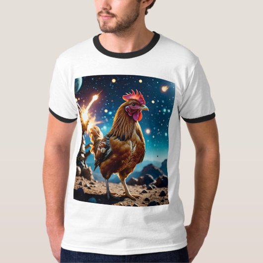 Epic Space Chicken Battle Galaxy Tshirt (Voorkant)