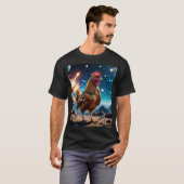 Epic Space Chicken Cosmic Battle T-shirt (Voorkant volledig)