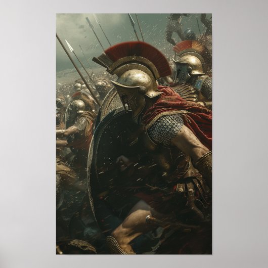 Epic Spartan Warriors Battle Scene Poster (Voorkant)