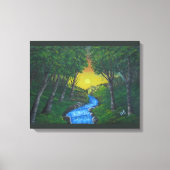 Epic Sunset Forest Stream Unique Landscape Canvas Afdruk (Voorkant)