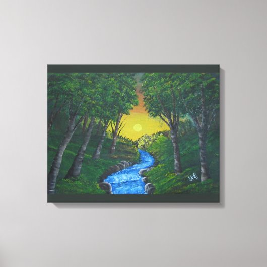 Epic Sunset Forest Stream Unique Landscape Canvas Afdruk (Voorkant)