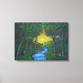 Epic Sunset Forest Stream Unique Landscape Canvas Afdruk (Voorkant)