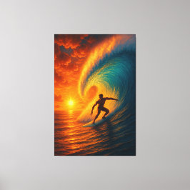 Epic Sunset Surf Wave – Ocean Canvas Muurkunst