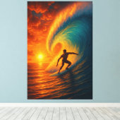 Epic Sunset Surf Wave – Ocean Canvas Muurkunst Afdruk (Insitu (Houten vloer))