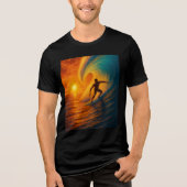 Epic Sunset Wave Surfer – Ocean Tri-Blend Shirt (Voorkant)