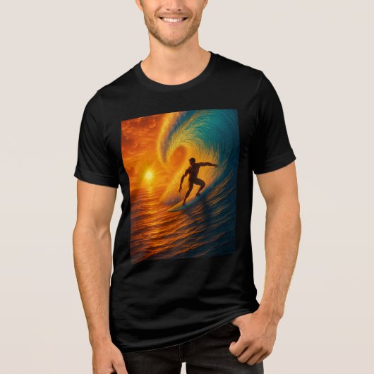 Epic Sunset Wave Surfer – Ocean Tri-Blend Shirt (Voorkant)
