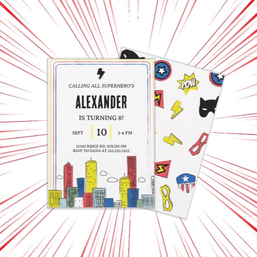Epic Superhero Invitation | Boys Comic Book Party Kaart
