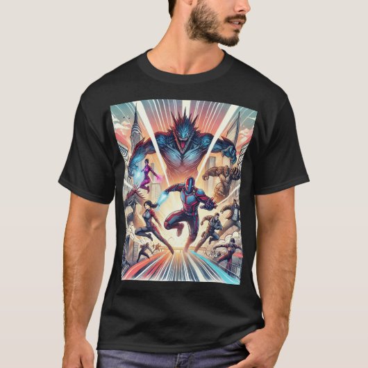 Epic Superhero Showdown T-shirt (Voorkant)