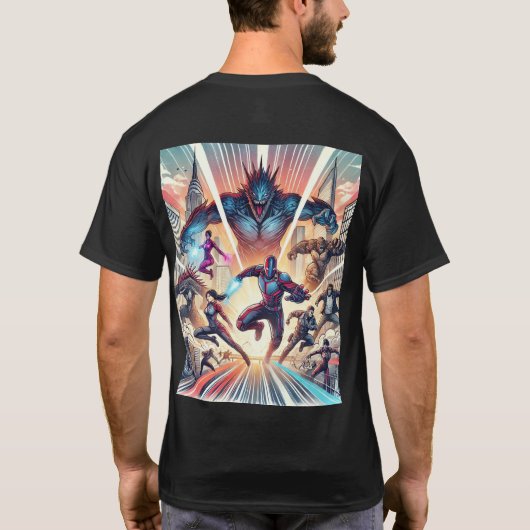 Epic Superhero Showdown T-shirt (Achterkant)