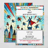 Epic Superhero Verjaardagsfeestje Uitnodiging (Voorkant / Achterkant)