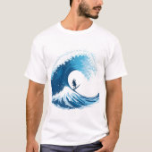 Epic Surfer Riding Giant Ocean Wave - Minimalistis T-shirt (Voorkant)