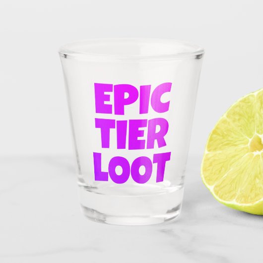 Epic Tier Loot Gamer Neon Paarse tekst Shot Glas (Voorkant)