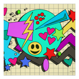 Epic Toon Neon Happy Vibes Flashback Art Perfect Poster