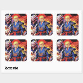 Epic Trump Samurai Anime Vierkante Sticker (Vel)