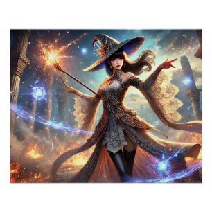 Epic Vrouw Wizard Battle Posters magische kracht