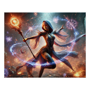 Epic Vrouw Wizard Battle Posters magische kracht